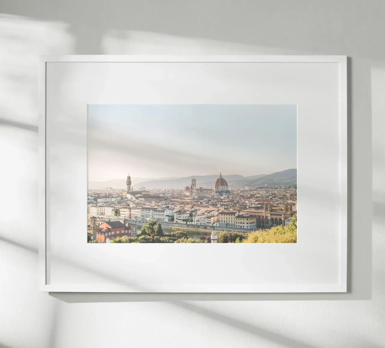 Firenze, Italia I Panorama a pastello della città sul Duomo poster con telaio in alluminio da Julie Travel Photography