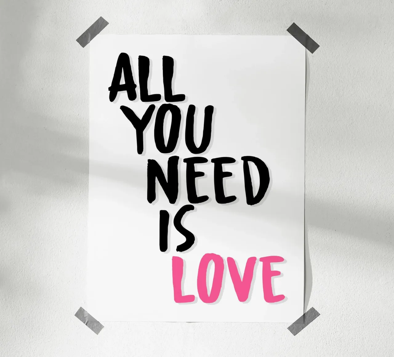 Poster "All You Need Is Love poster con telaio in alluminio da Wall of Words