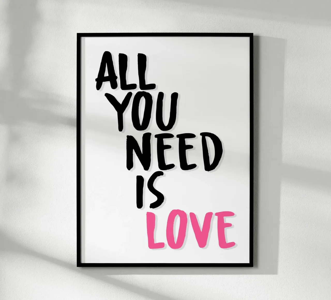 Poster "All You Need Is Love poster con telaio in alluminio da Wall of Words