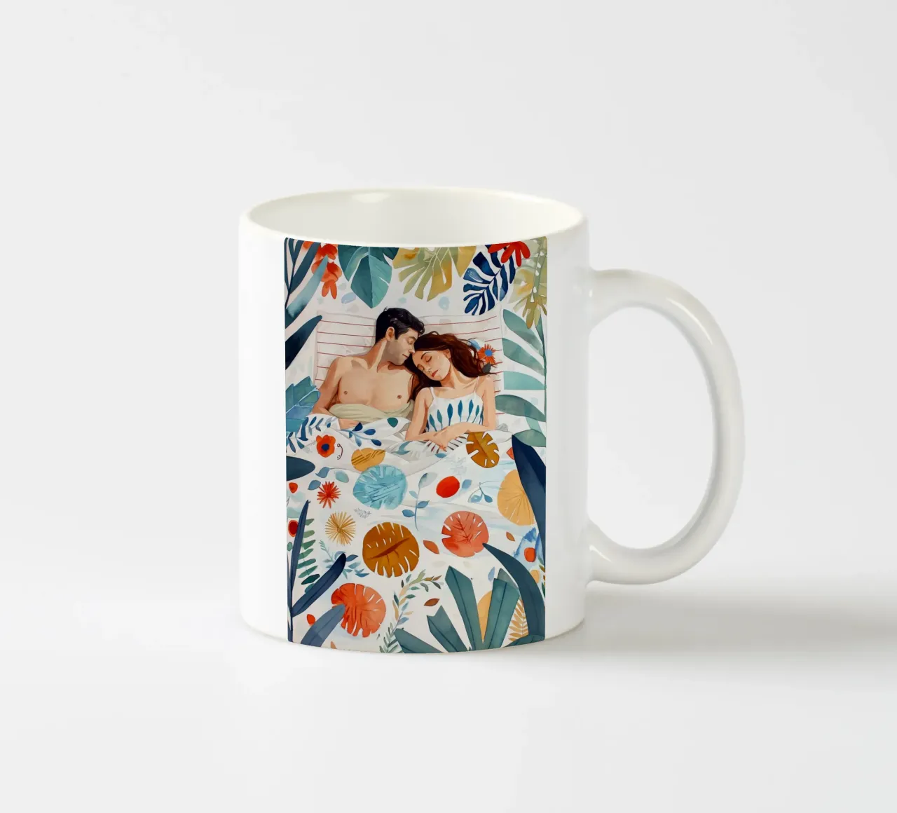 L'amore è nell'aria pittura digitale ad acquerello tazza in ceramica da Justyna Jaszke JBJart