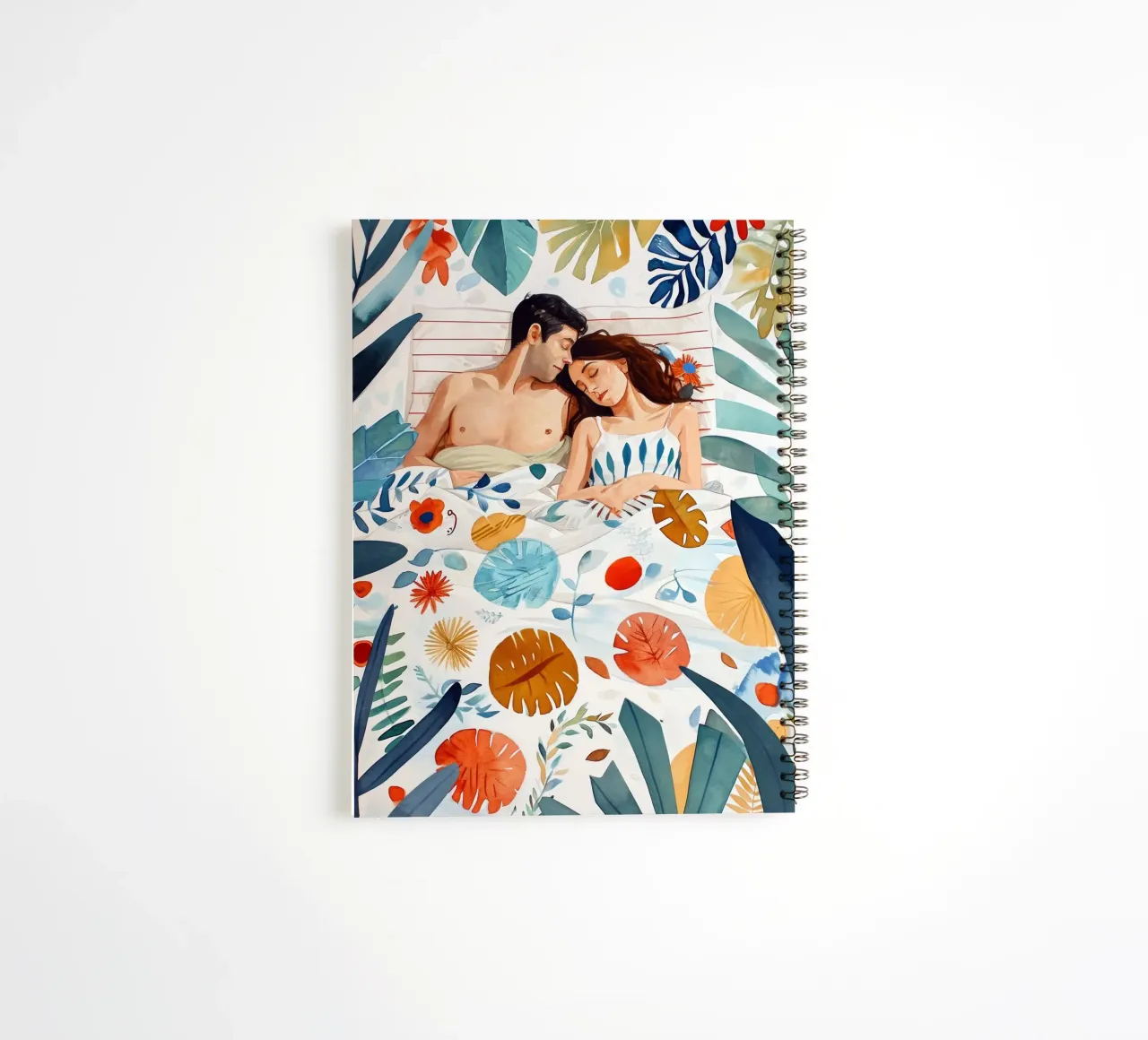 Love is in the air watercolor digital painting spiral notebook by Justyna Jaszke JBJart