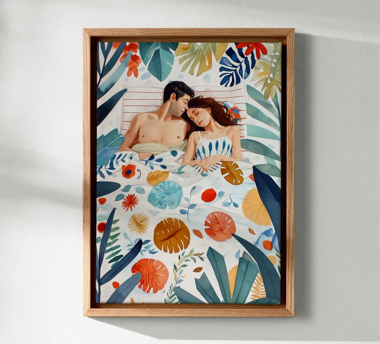 L'amore è nell'aria pittura digitale ad acquerello tela con Cornice a cassetta da Justyna Jaszke JBJart