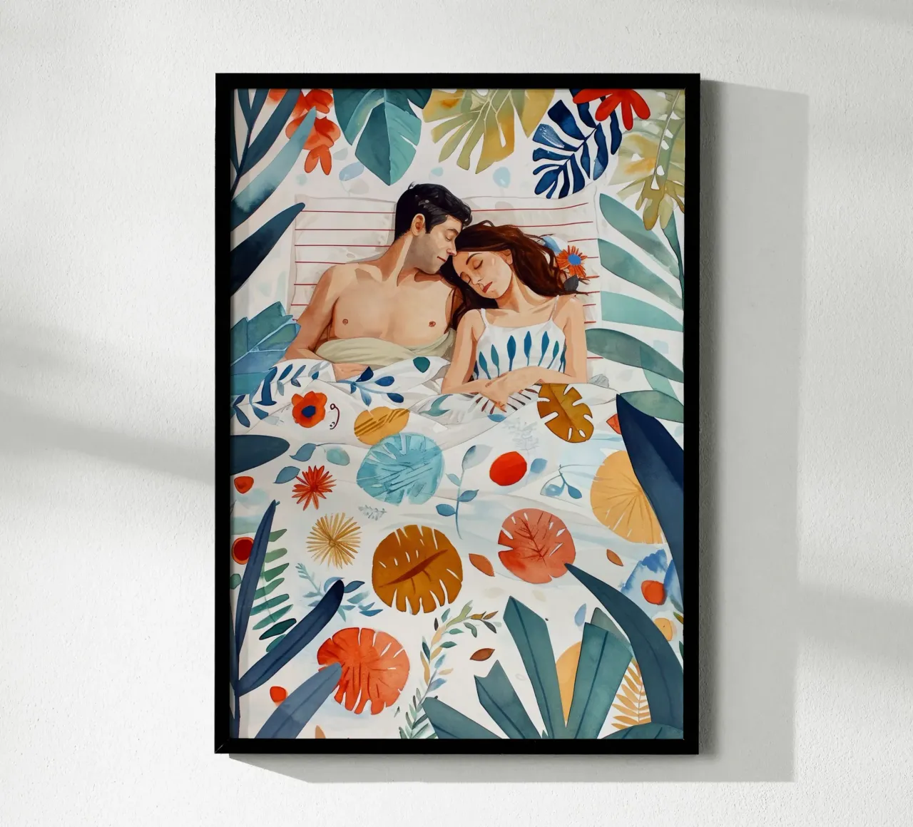 Love is in the air watercolor digital painting poster by Justyna Jaszke JBJart