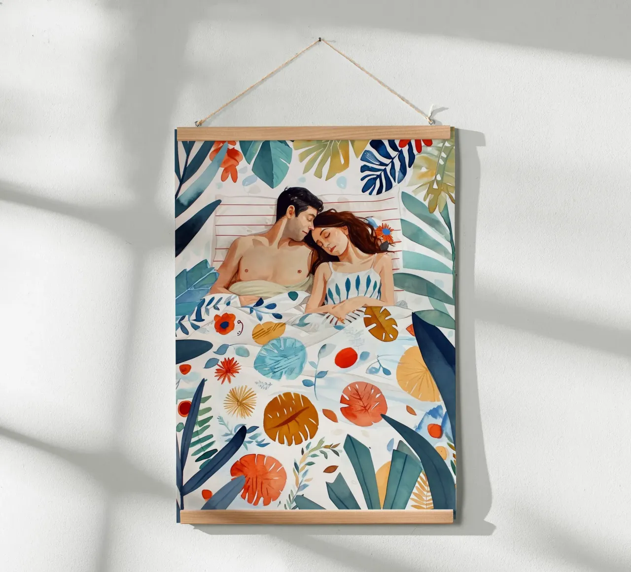 Love is in the air watercolor digital painting poster by Justyna Jaszke JBJart