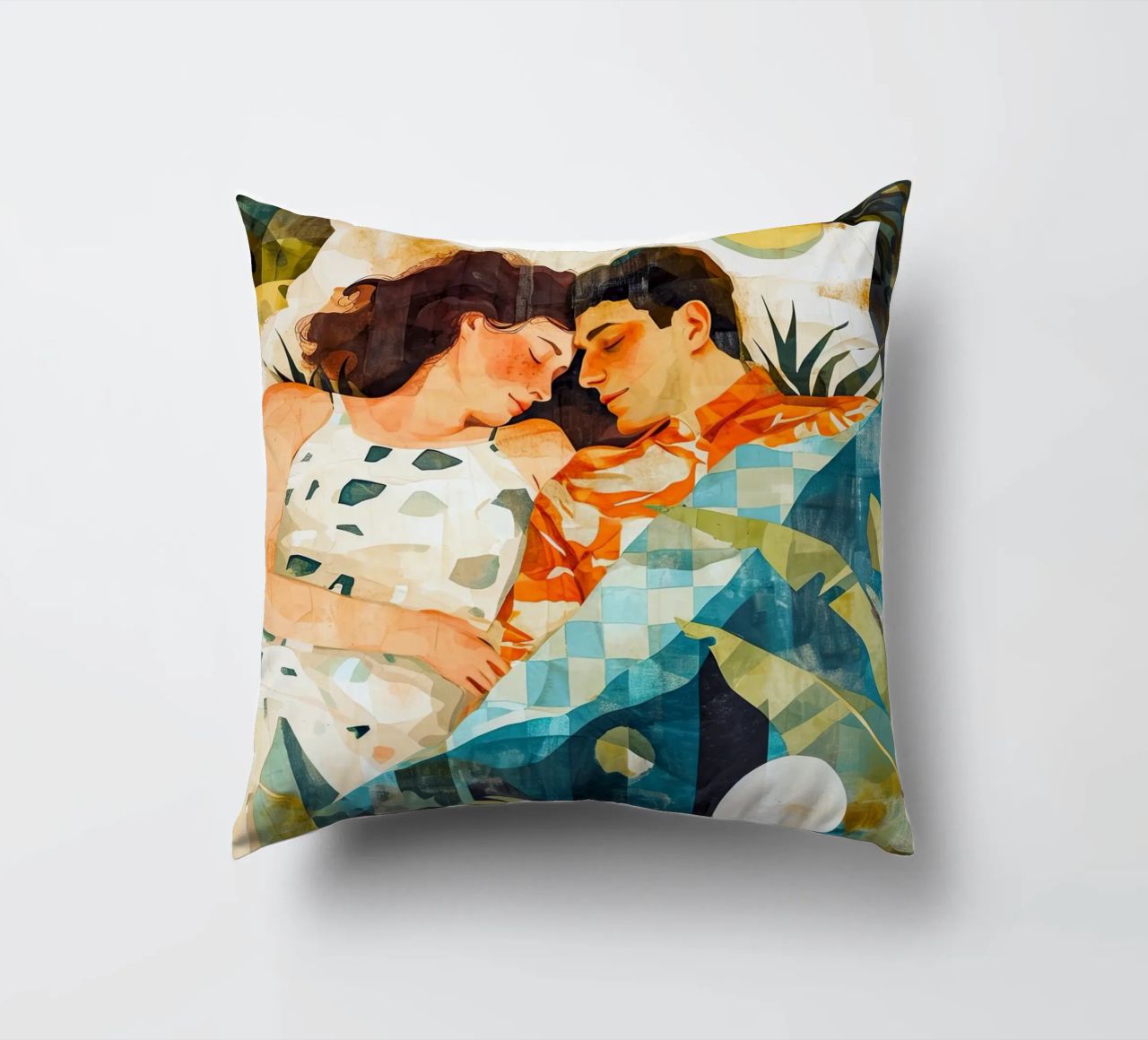 L'amore è nell'aria pittura digitale ad acquerello cuscino da Justyna Jaszke JBJart