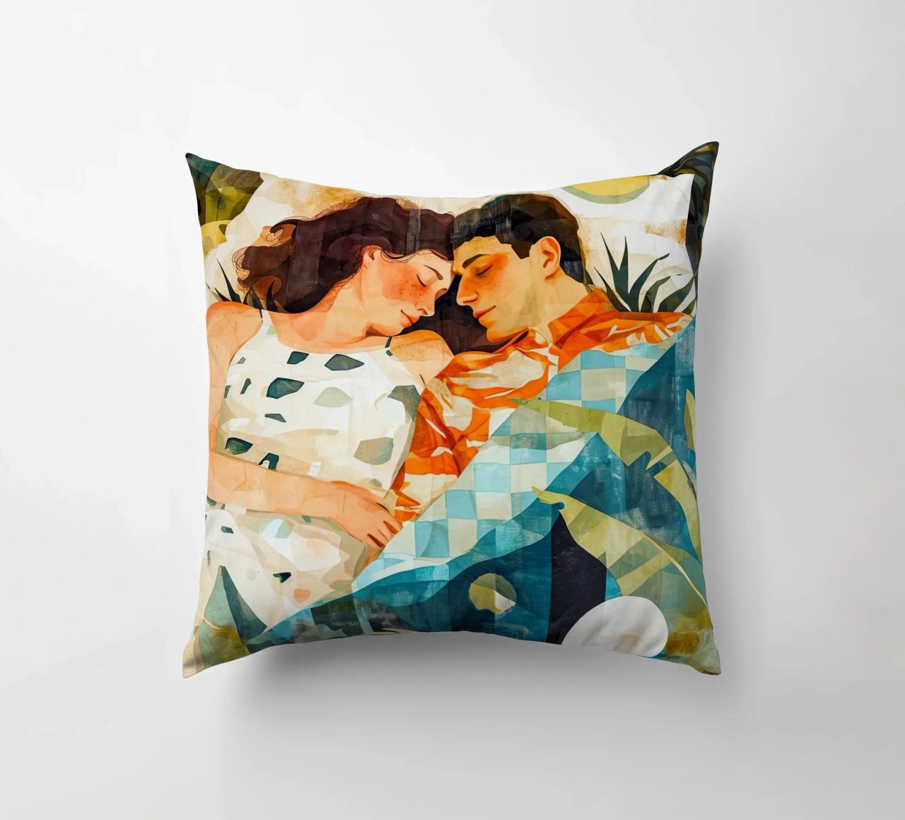 L'amore è nell'aria pittura digitale ad acquerello cuscino da Justyna Jaszke JBJart