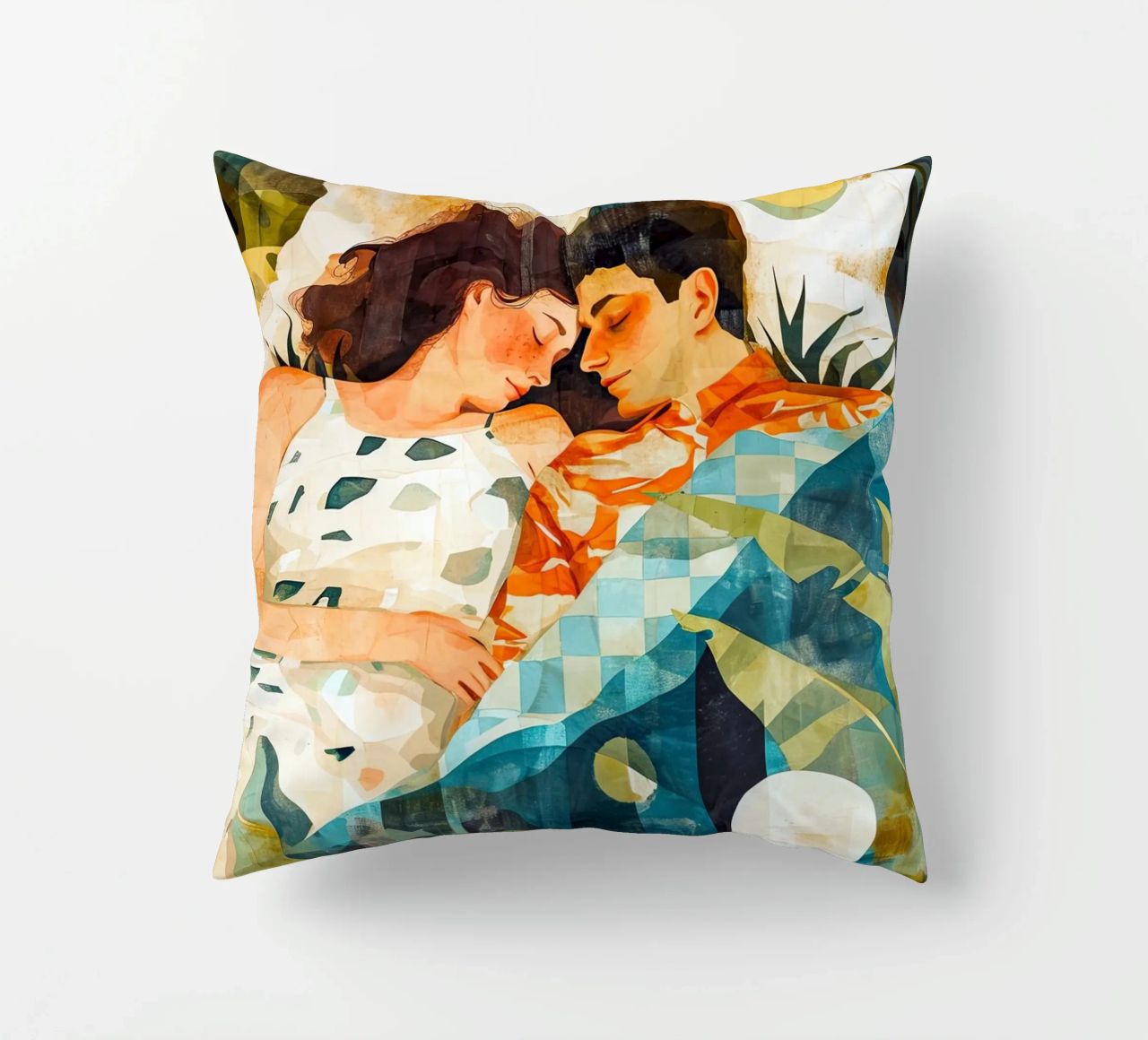 L'amore è nell'aria pittura digitale ad acquerello cuscino da Justyna Jaszke JBJart