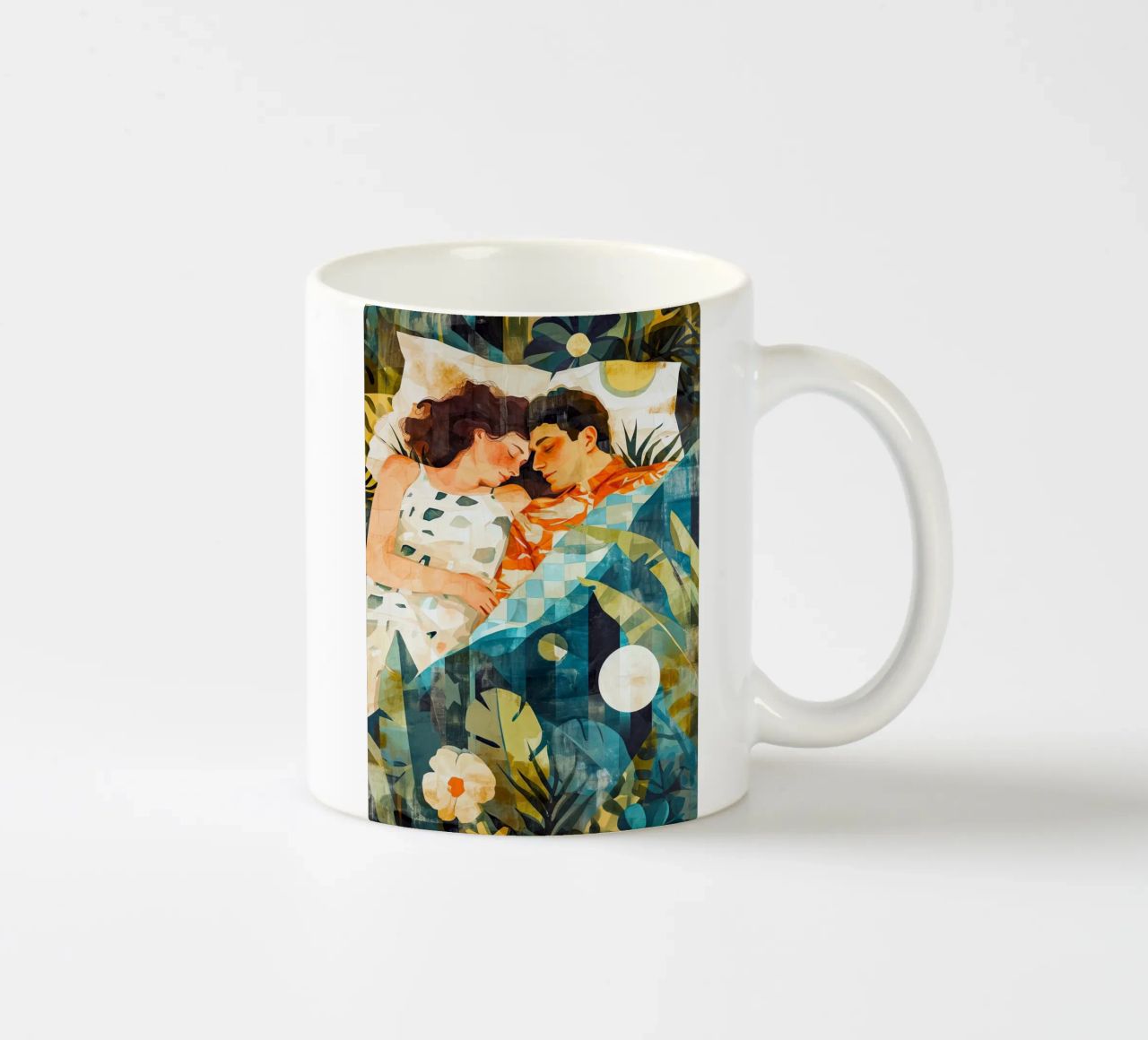 L'amore è nell'aria pittura digitale ad acquerello tazza in ceramica da Justyna Jaszke JBJart