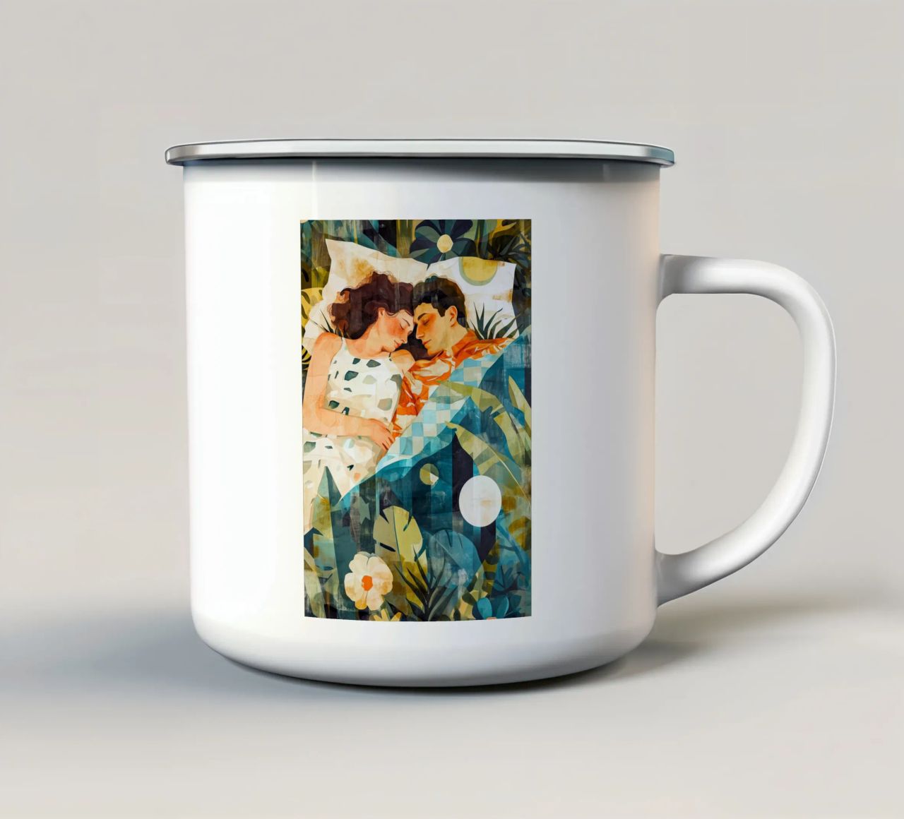 L'amore è nell'aria pittura digitale ad acquerello tazza in smalto da Justyna Jaszke JBJart