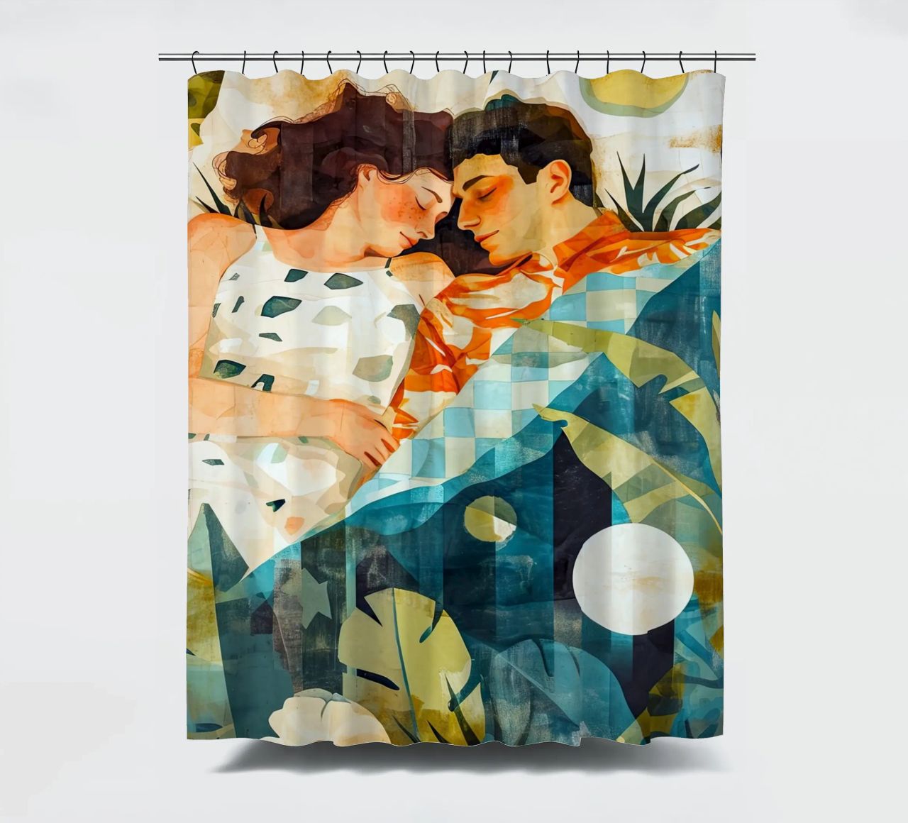 L'amore è nell'aria pittura digitale ad acquerello tenda da doccia da Justyna Jaszke JBJart