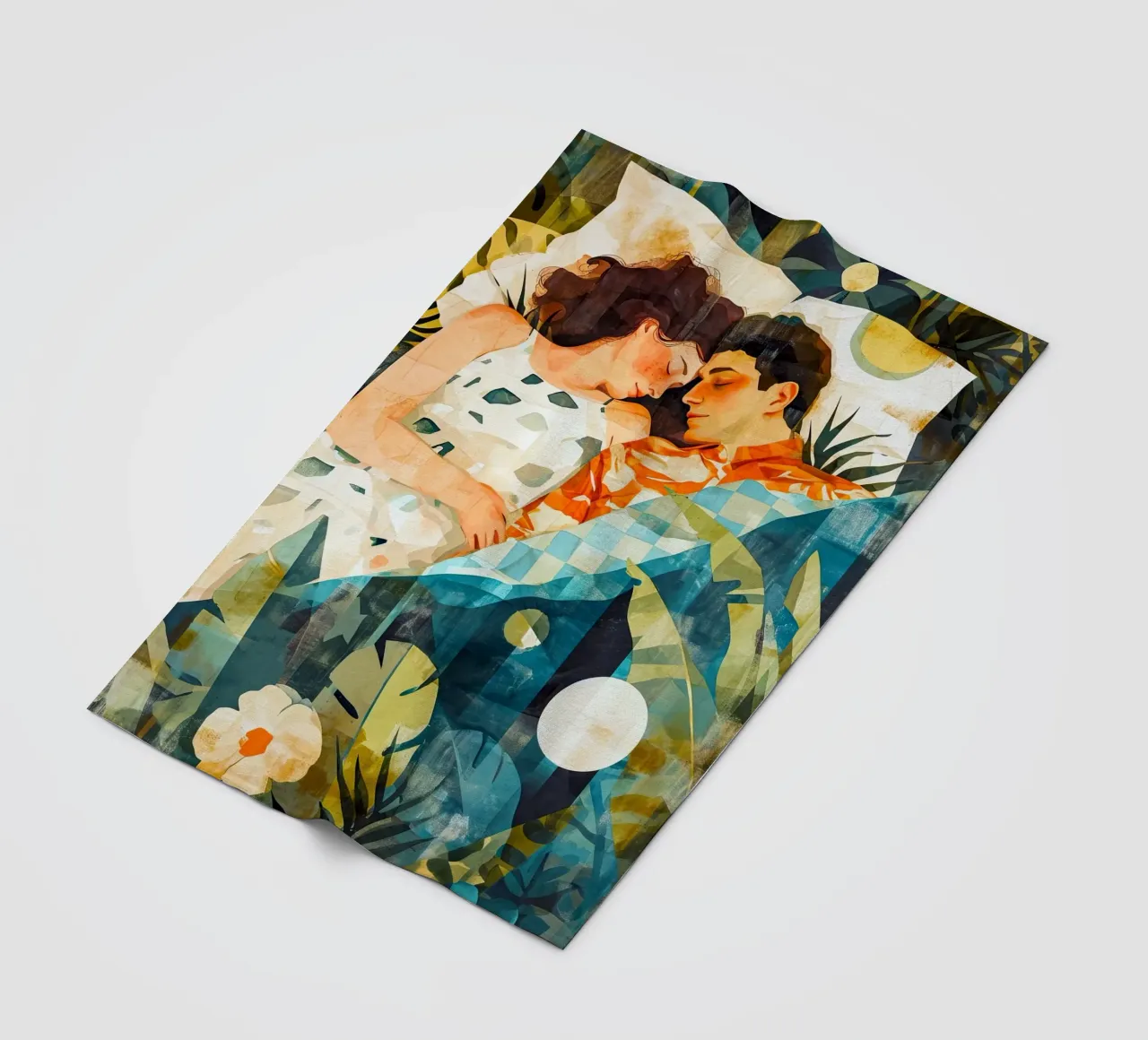 Love is in the air watercolor digital painting fleece blanket by Justyna Jaszke JBJart