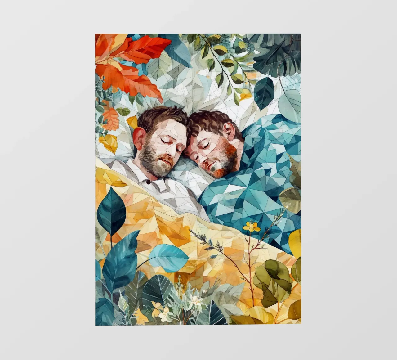 Love is in the air watercolor digital painting photo wallpaper by Justyna Jaszke JBJart