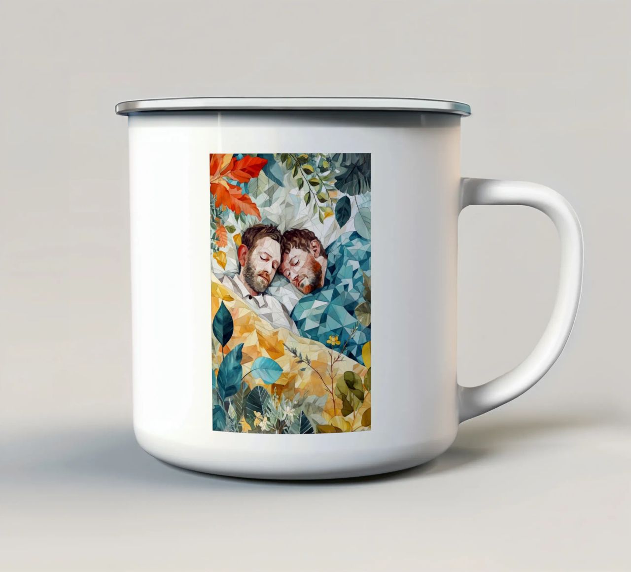 L'amore è nell'aria pittura digitale ad acquerello tazza in smalto da Justyna Jaszke JBJart