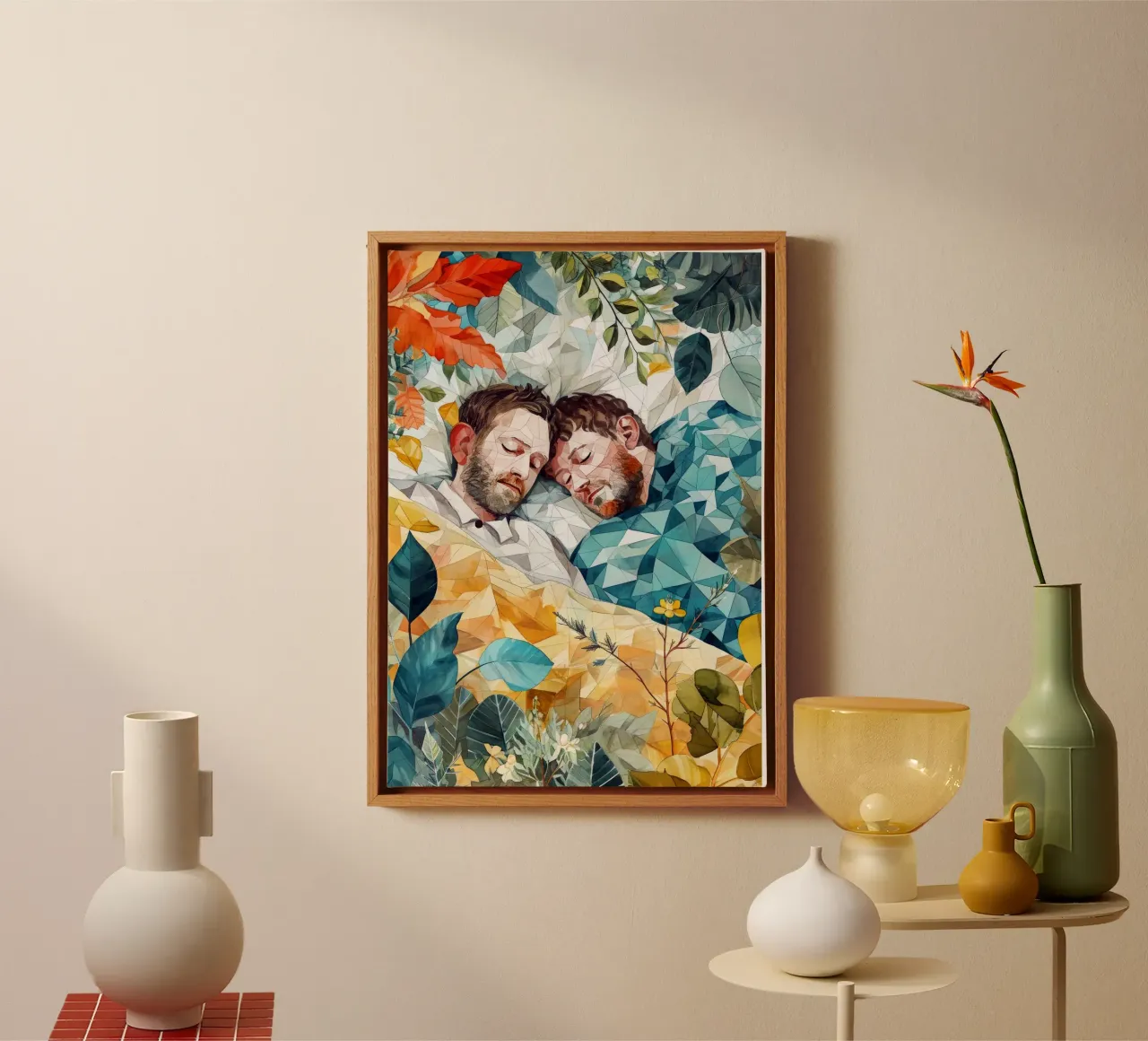 L'amore è nell'aria pittura digitale ad acquerello tela con Cornice a cassetta da Justyna Jaszke JBJart