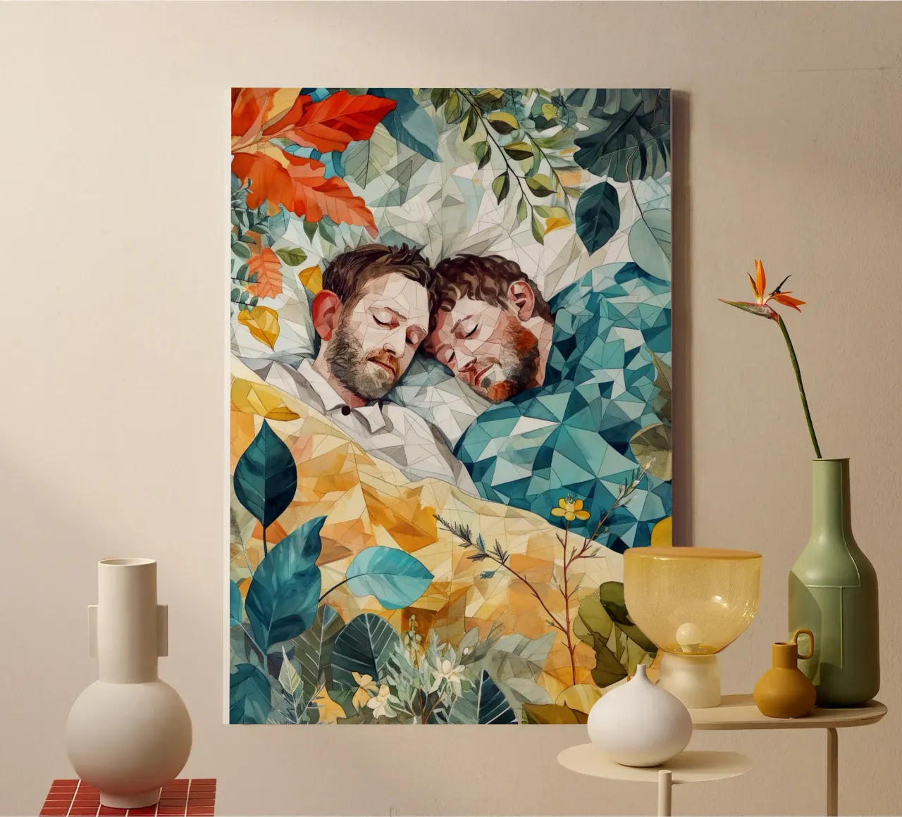 L'amore è nell'aria pittura digitale ad acquerello tela con Cornice a cassetta da Justyna Jaszke JBJart
