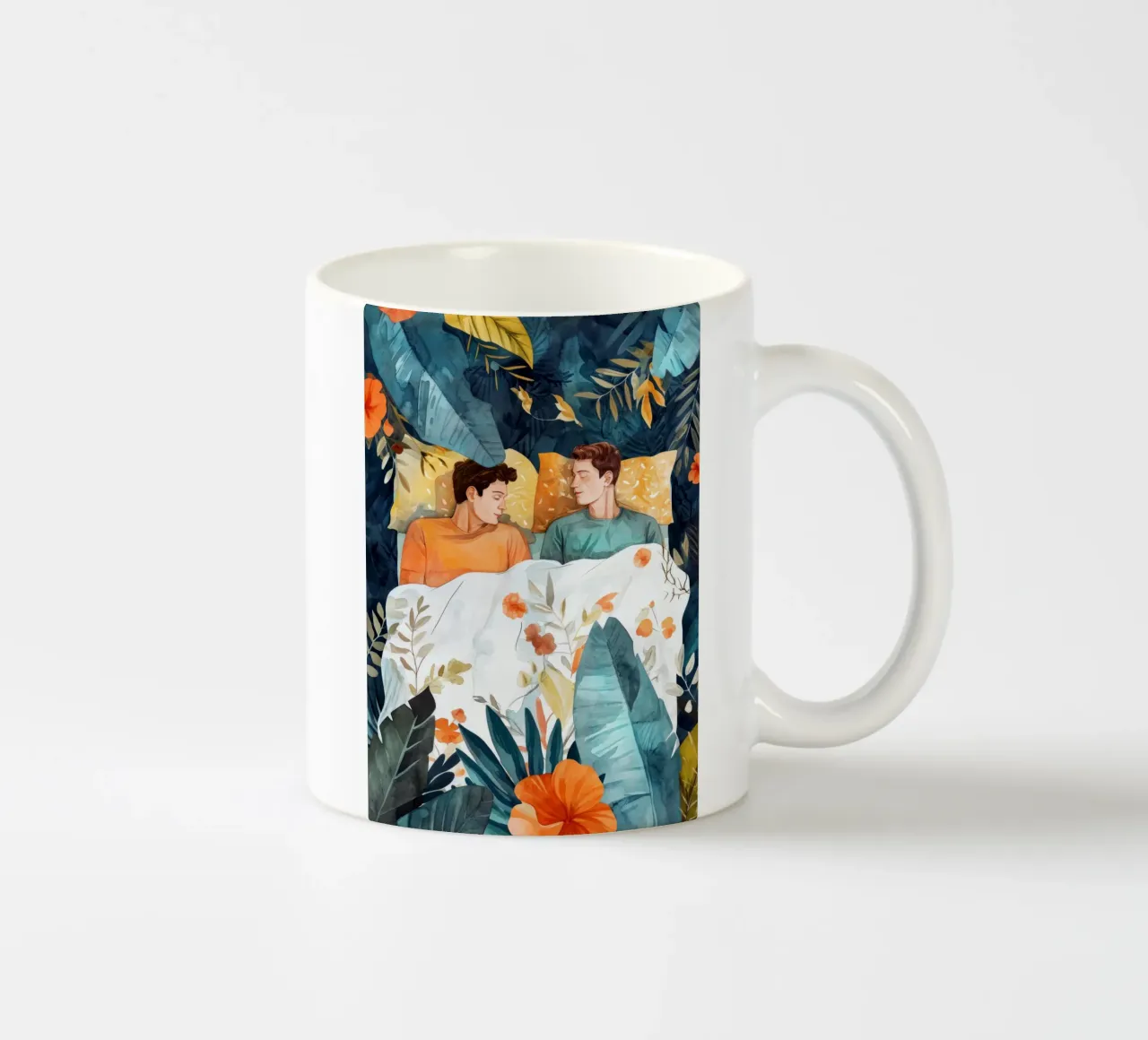 L'amore è nell'aria pittura digitale ad acquerello tazza in ceramica da Justyna Jaszke JBJart