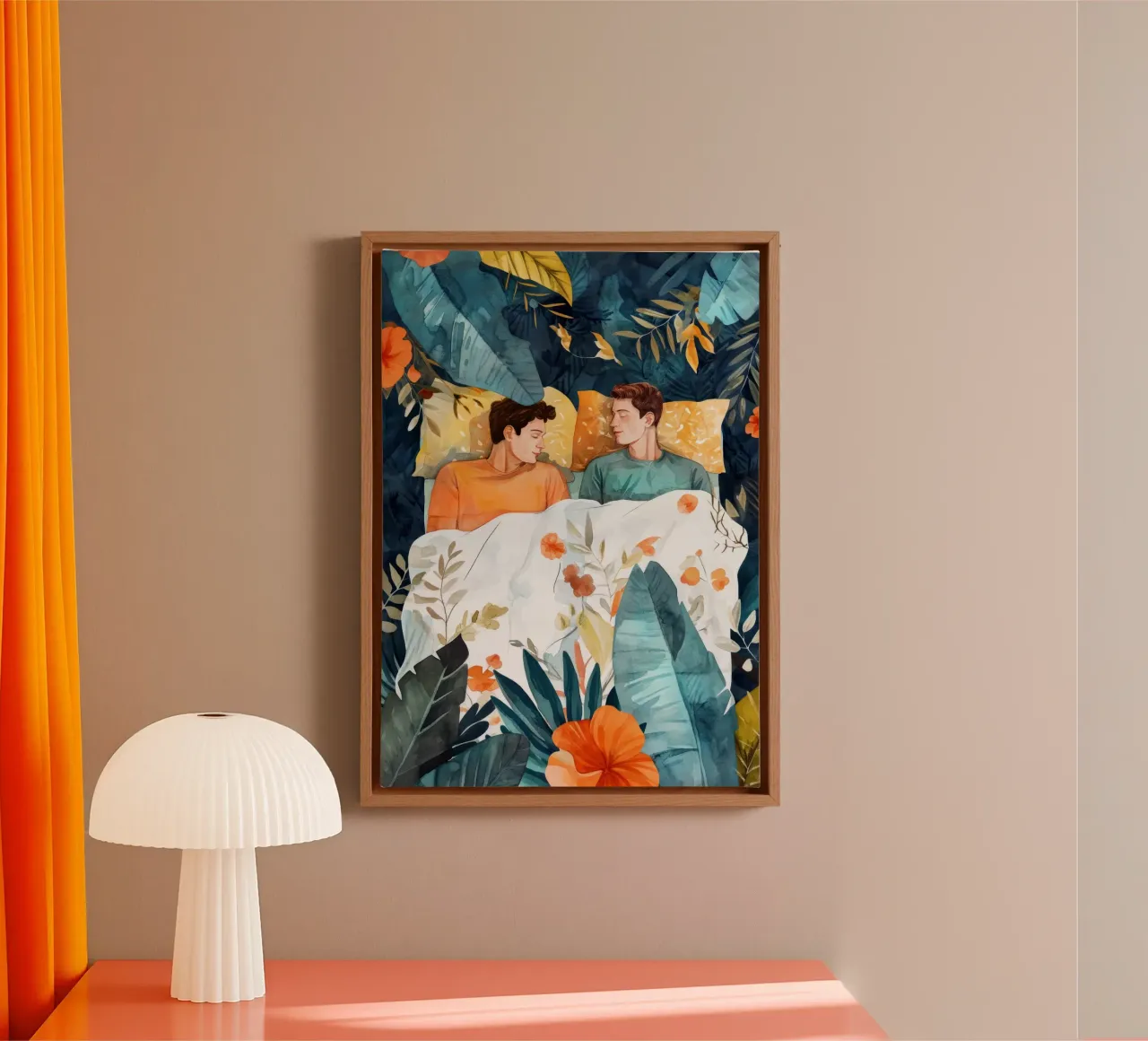 L'amore è nell'aria pittura digitale ad acquerello tela con Cornice a cassetta da Justyna Jaszke JBJart