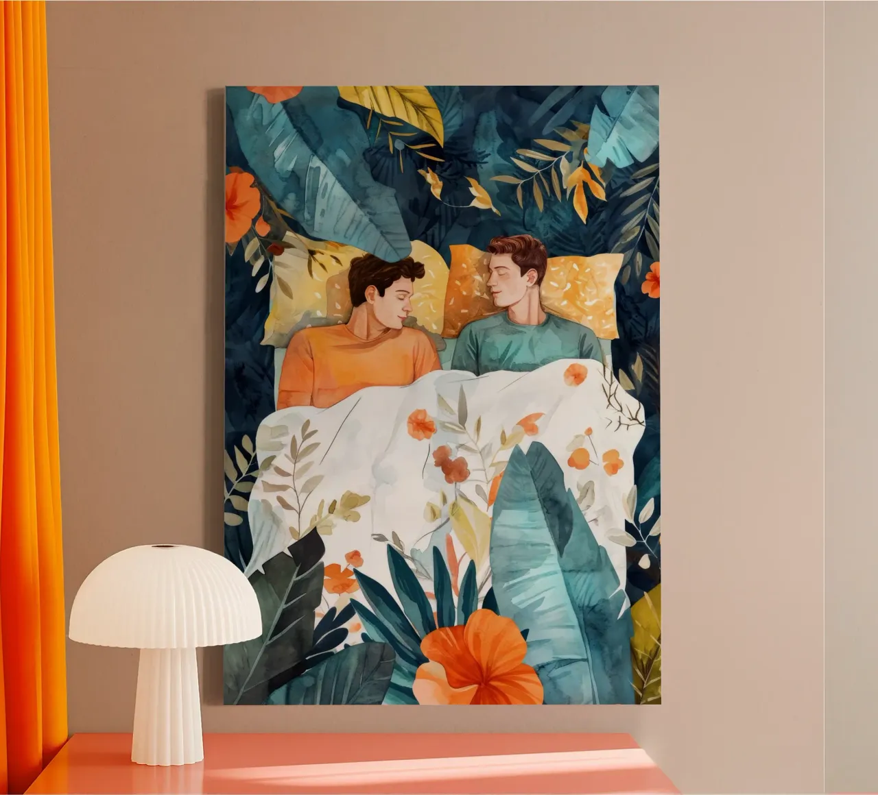 L'amore è nell'aria pittura digitale ad acquerello tela con Cornice a cassetta da Justyna Jaszke JBJart