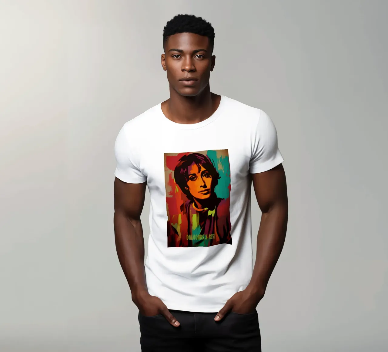 Diamonds & Rust | Joan Baez Portrait - Street Art Style t-shirt da Autofocus