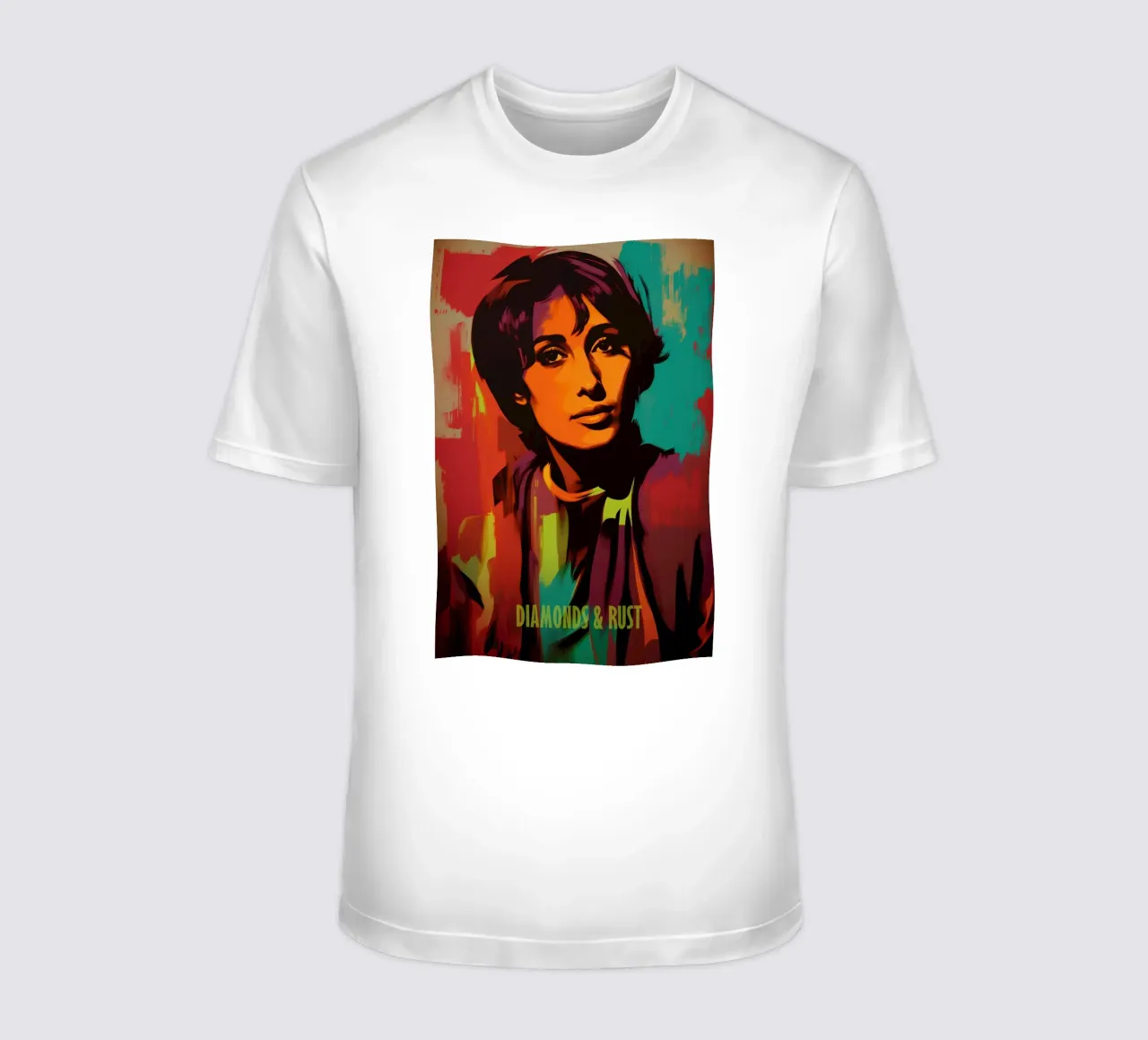 Diamonds & Rust | Joan Baez Portrait - Street Art Style t-shirt da Autofocus