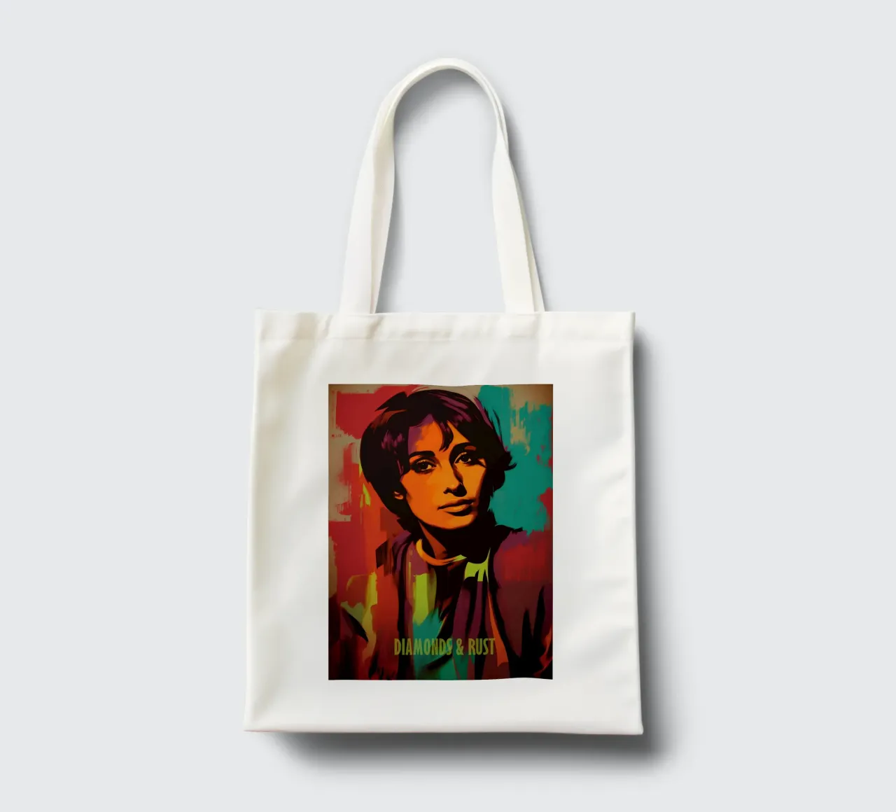 Diamonds & Rust | Joan Baez Portrait - Street Art Style borsa in juta da Autofocus