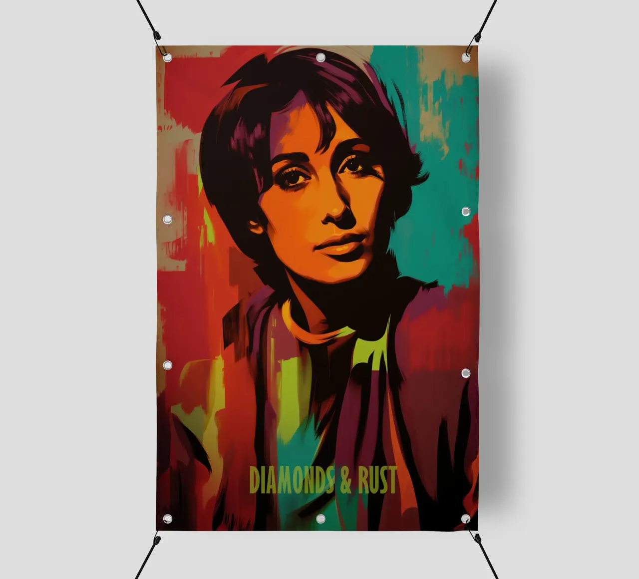 Diamonds & Rust | Joan Baez Portrait - Street Art Style telo in pvc da Autofocus