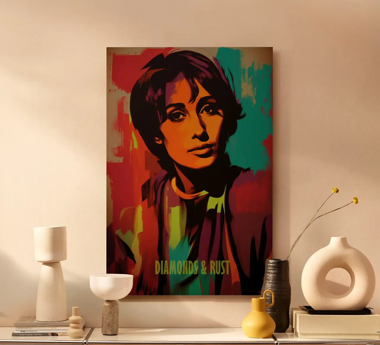 Diamonds & Rust | Joan Baez Portrait - Street Art Style alluminio dibond da Autofocus
