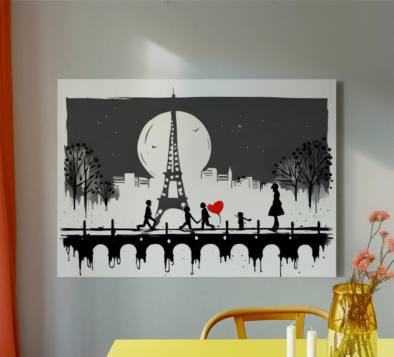Geïnspireerd door Banksy canvas met Baklijst van Art Digital Visuel