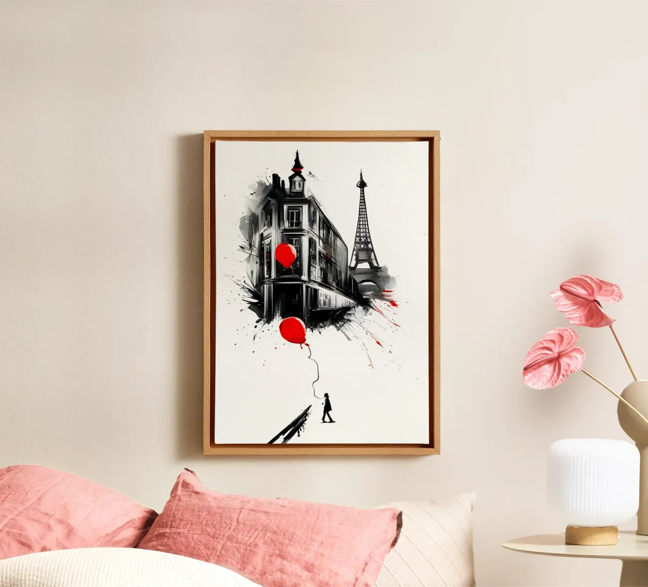 Geïnspireerd door Banksy canvas met Baklijst van Art Digital Visuel