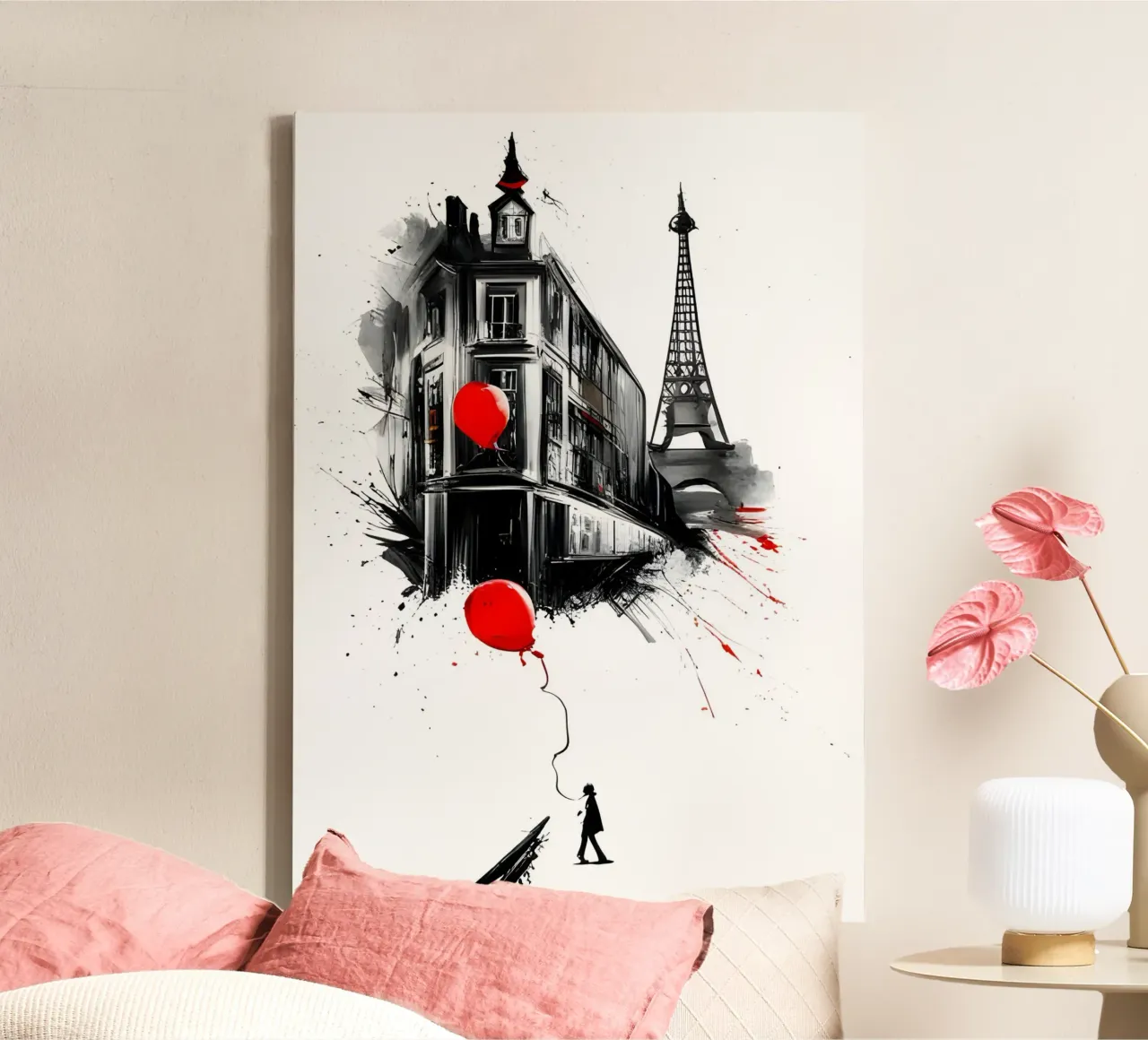 Geïnspireerd door Banksy canvas met Baklijst van Art Digital Visuel