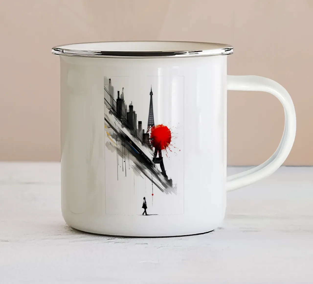 Inspired by Banksy enamel mug by Art Digital Visuel