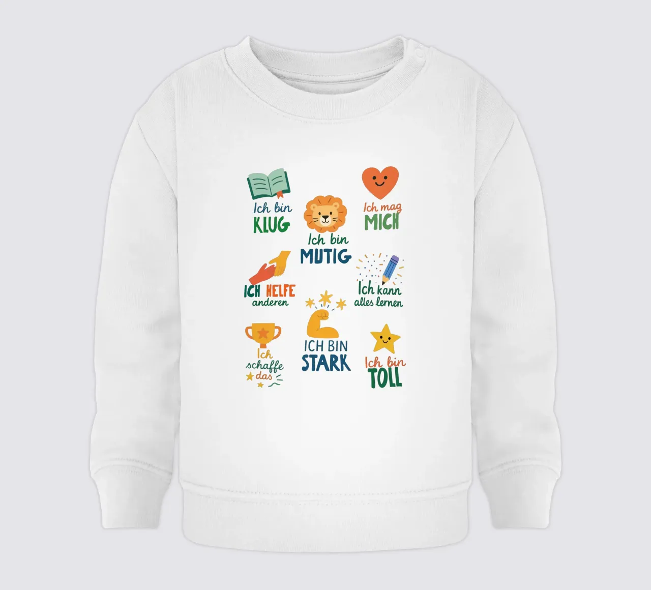 Ich bin stark & mutig - Affirmationen Poster felpa neonato da KidzStudio