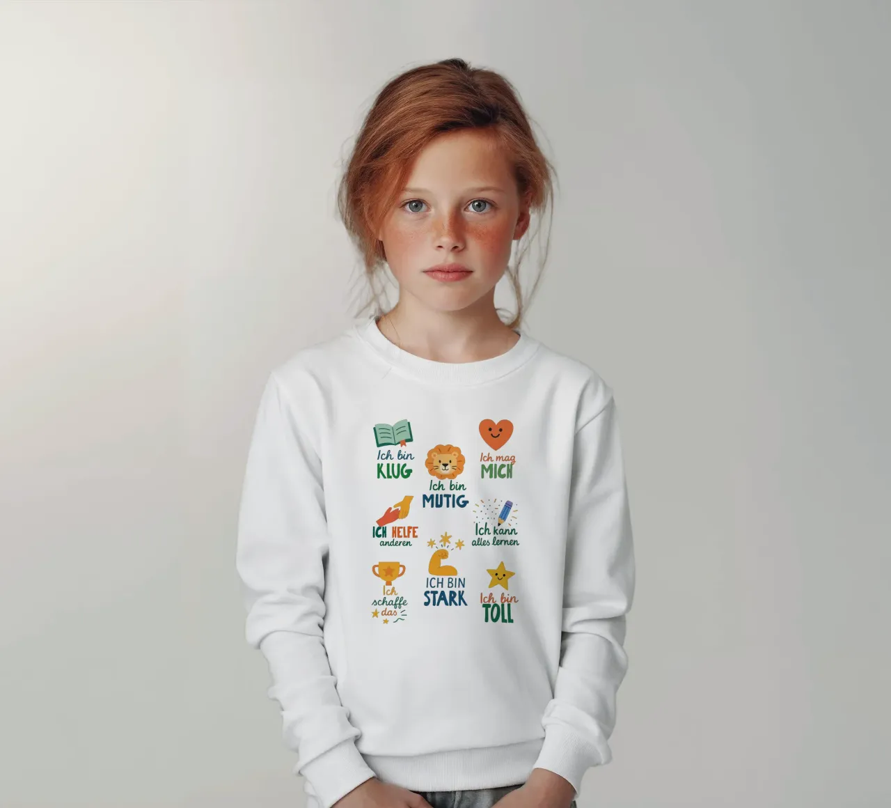 Ich bin stark & mutig - Affirmationen Poster felpa bambino da KidzStudio