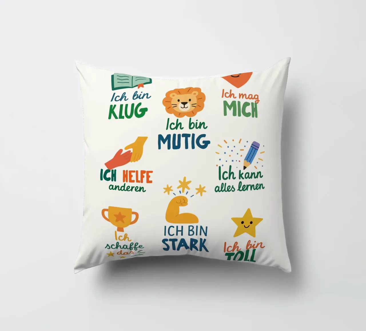 Ich bin stark & mutig - Affirmationen Poster cuscino da KidzStudio