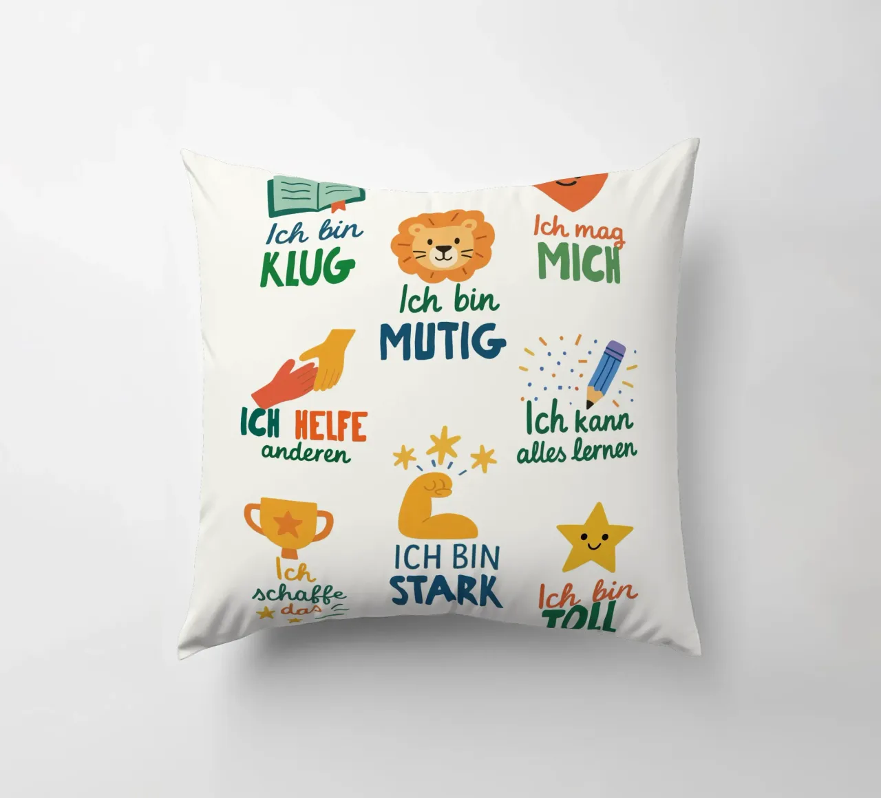 Ich bin stark & mutig - Affirmationen Poster cuscino da KidzStudio