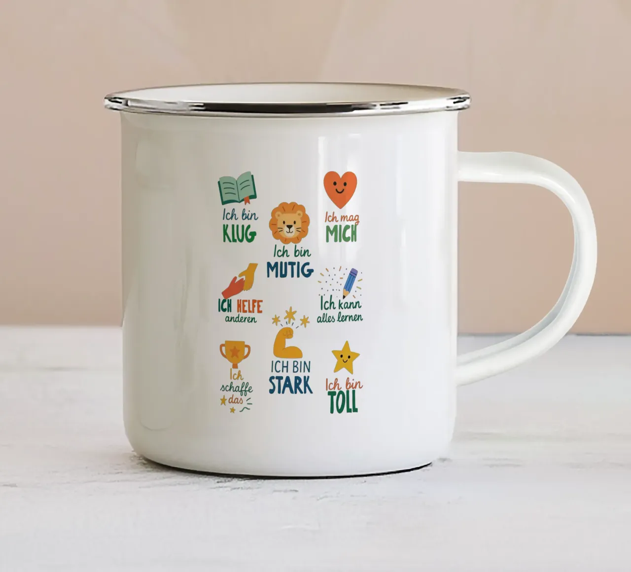 Ich bin stark & mutig - Affirmationen Poster tazza in smalto da KidzStudio