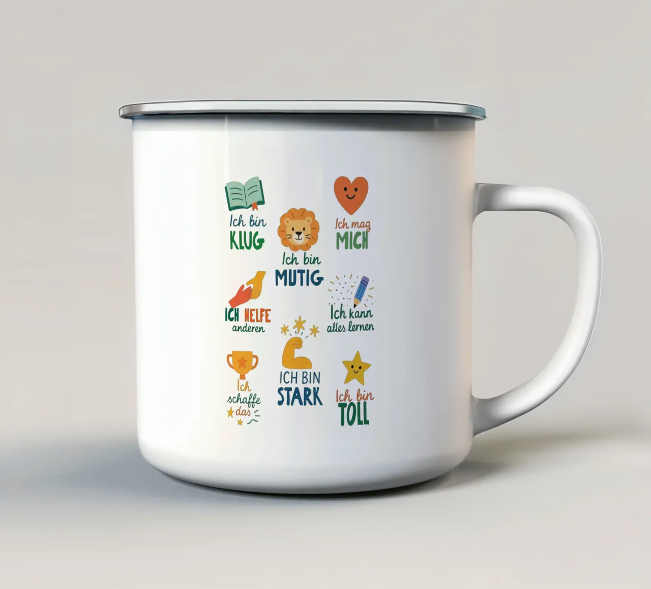 Ich bin stark & mutig - Affirmationen Poster tazza in smalto da KidzStudio