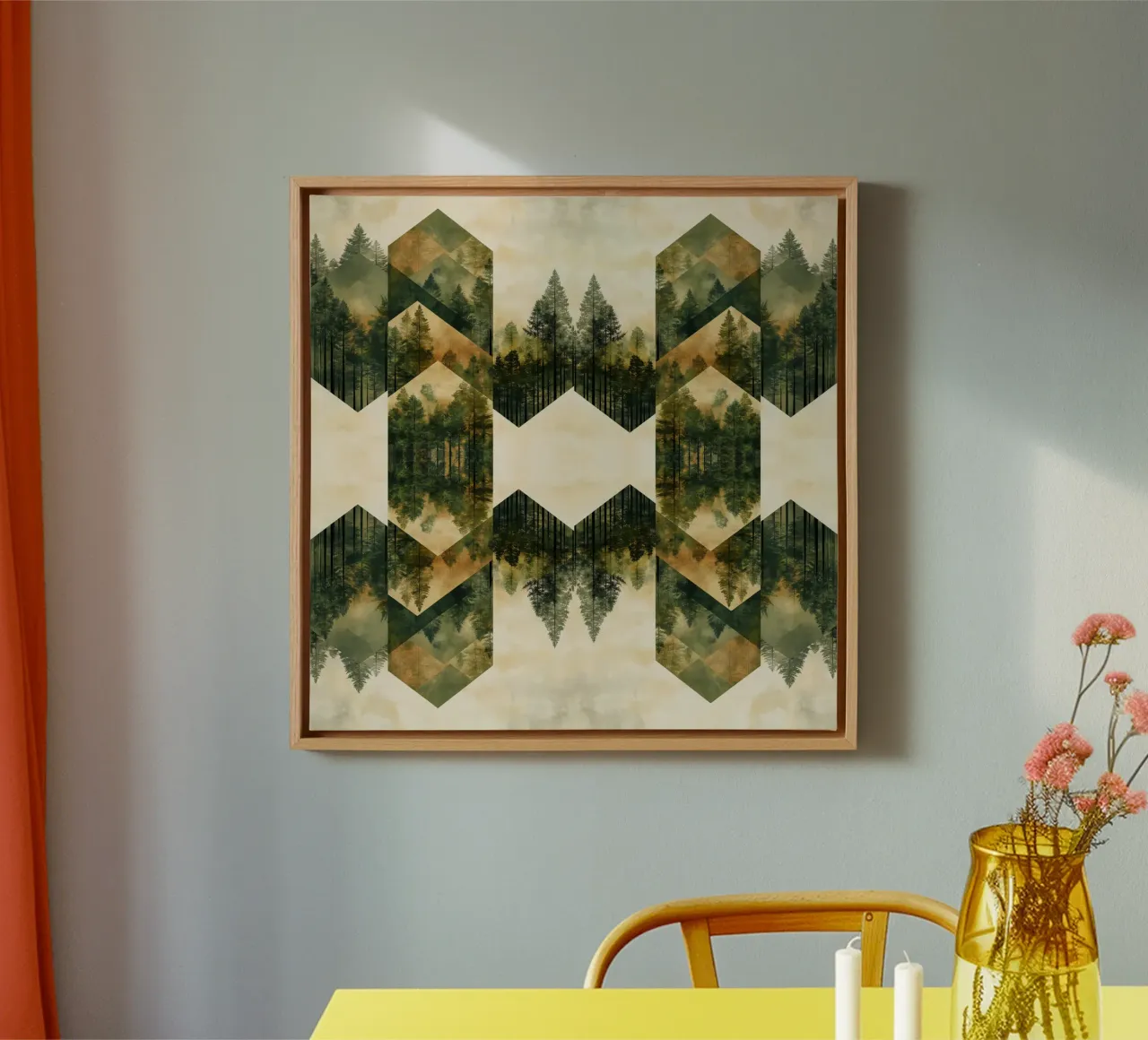 Green Emerge - Tiled canvas with Floater frame by The Quiet Senju