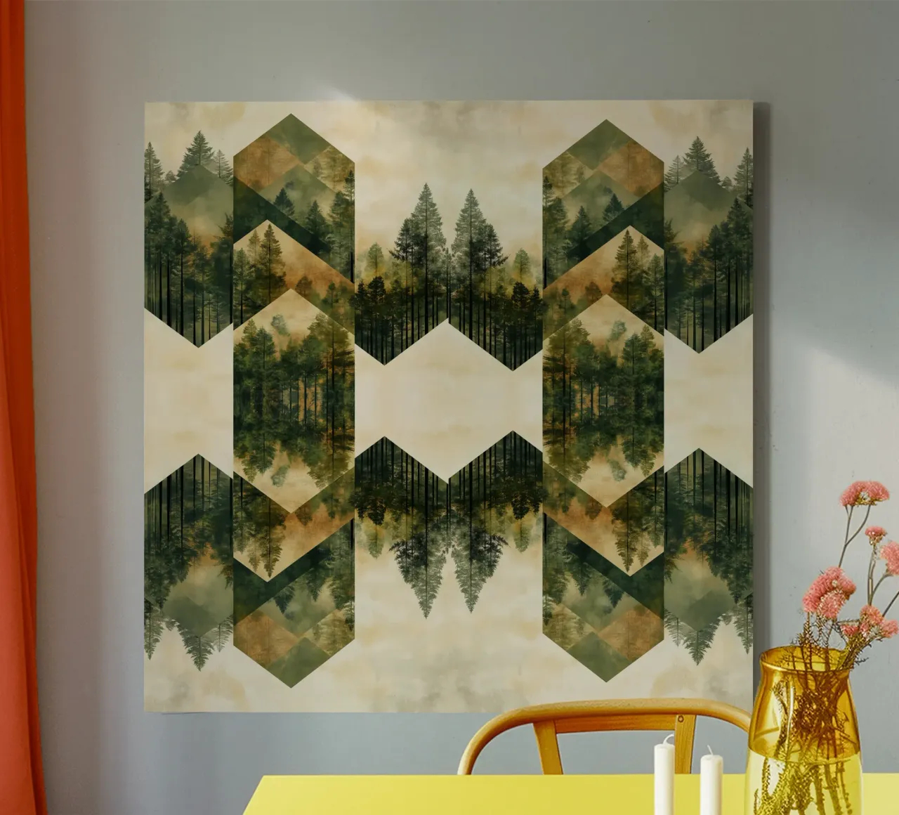 Green Emerge - Tiled canvas with Floater frame by The Quiet Senju