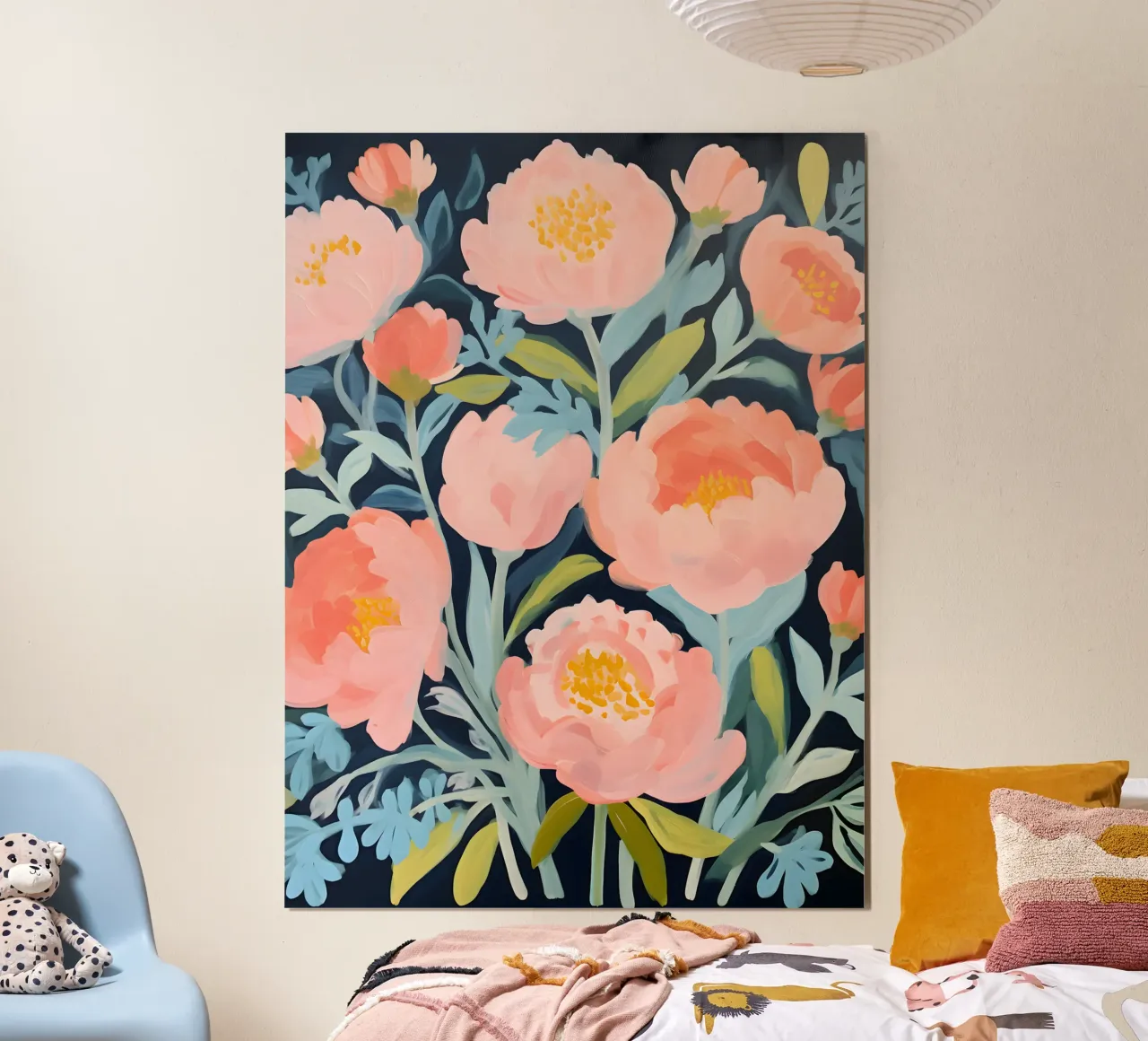 Fiori di mezzanotte - Rosa elegante poster con telaio in plastica da KidzStudio