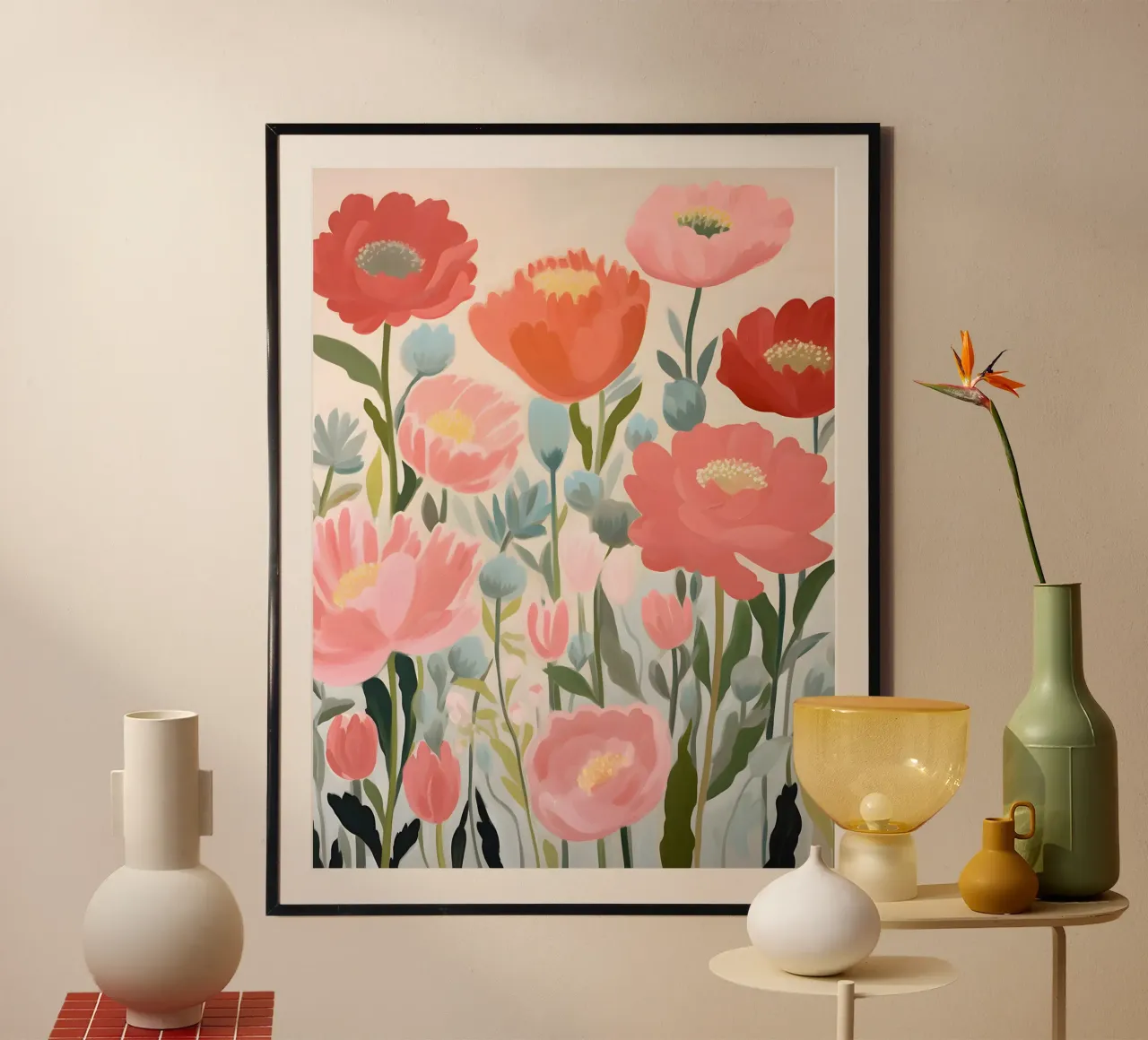 Sinfonia di fiori selvatici - Vibrante poster con telaio in alluminio da KidzStudio