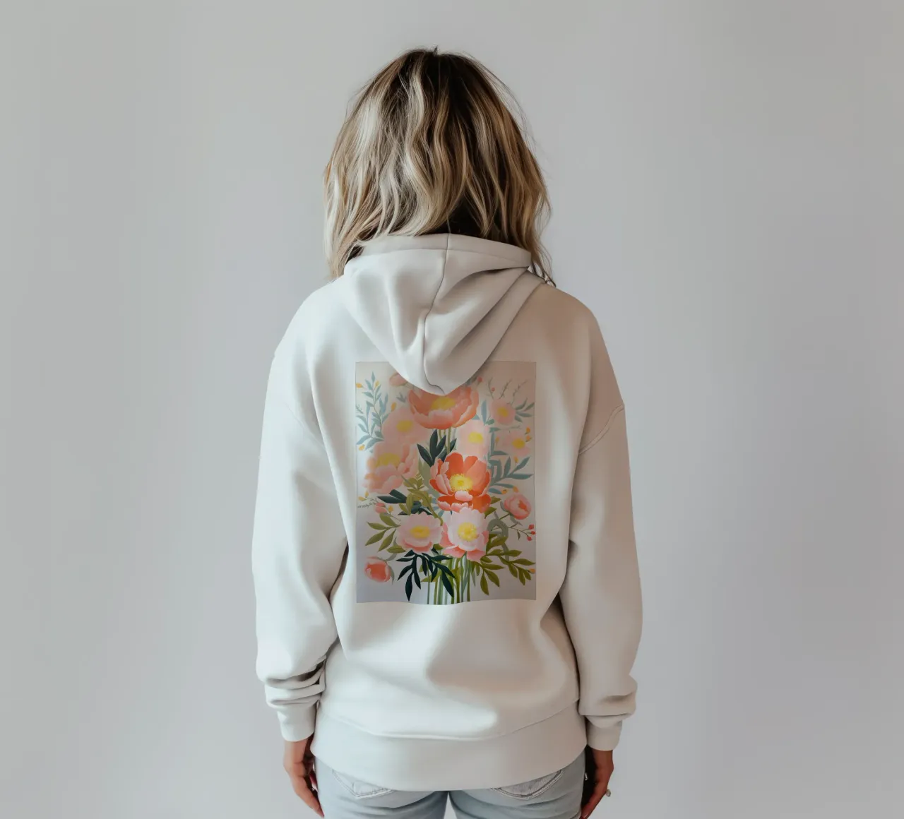 Peony Bliss - Design floreale vibrante felpa con cappuccio da KidzStudio