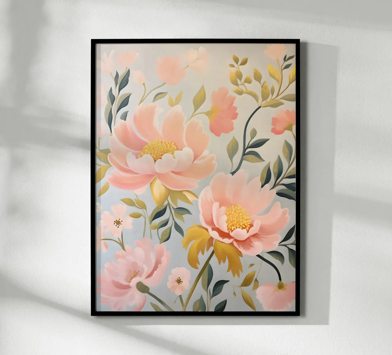 Eleganza della peonia dorata - Design floreale senza tempo poster con telaio in alluminio da KidzStudio