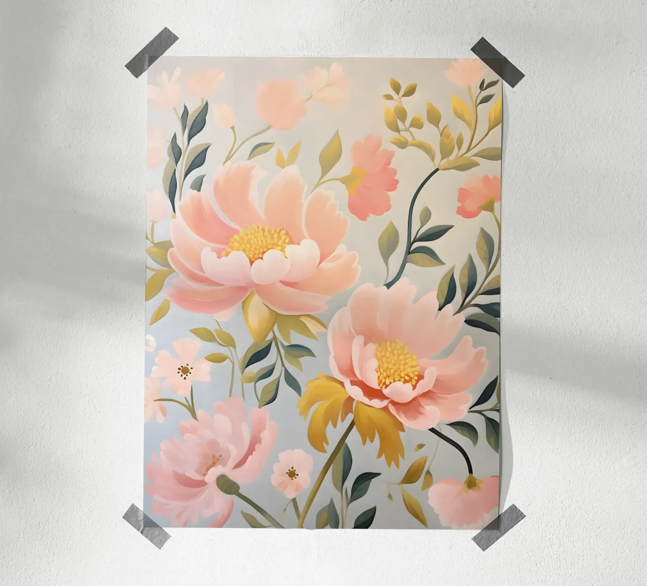 Eleganza della peonia dorata - Design floreale senza tempo poster con telaio in alluminio da KidzStudio