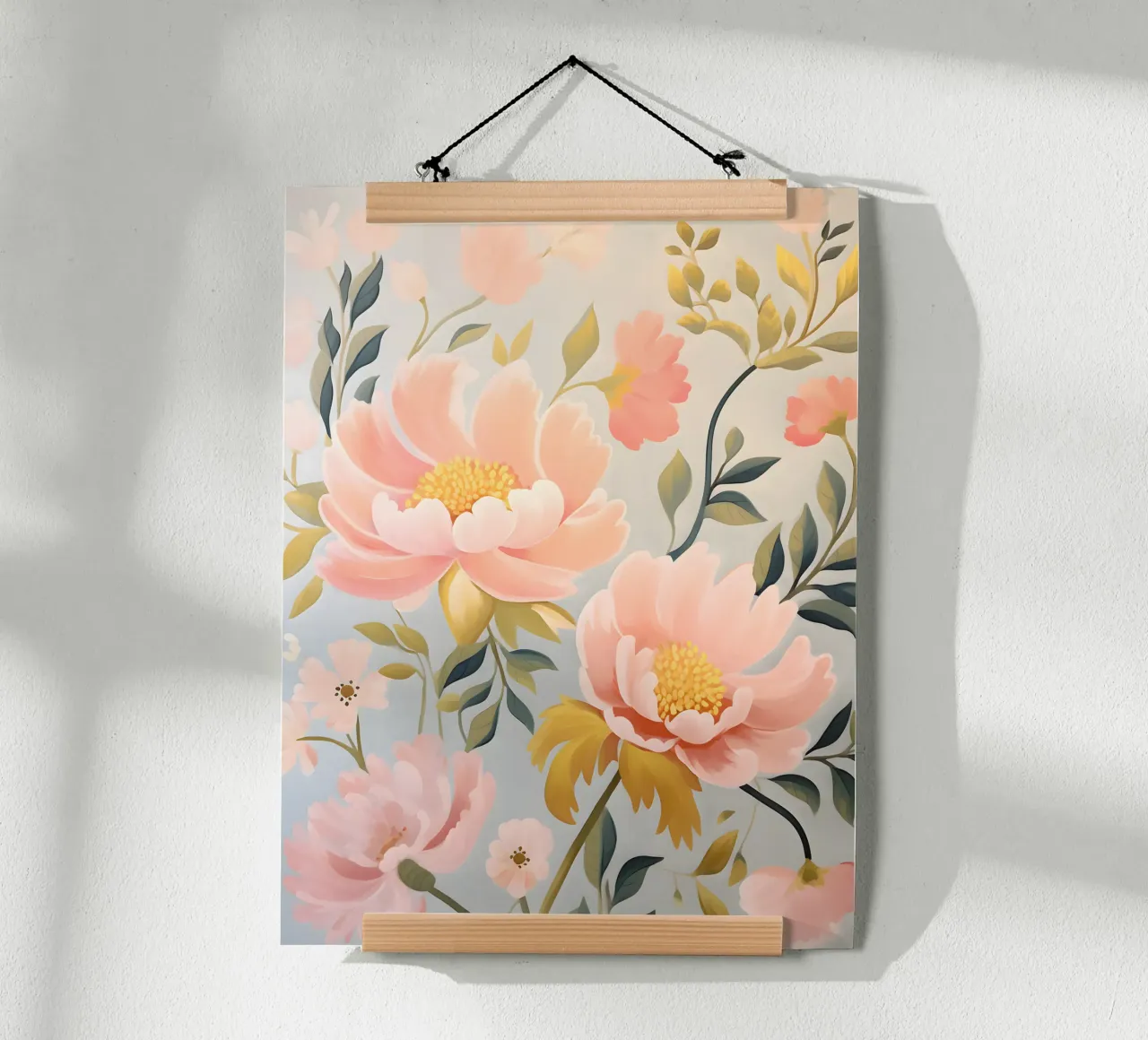 Eleganza della peonia dorata - Design floreale senza tempo poster con telaio in alluminio da KidzStudio