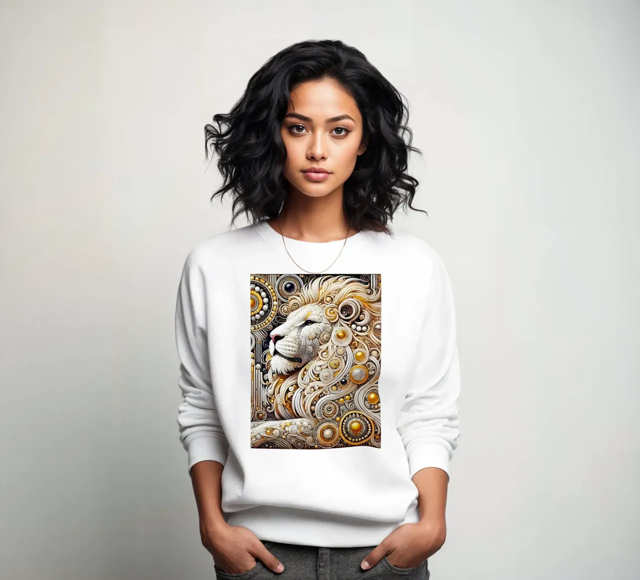 Leone bianco felpa da Art-Nouveau-Dsg