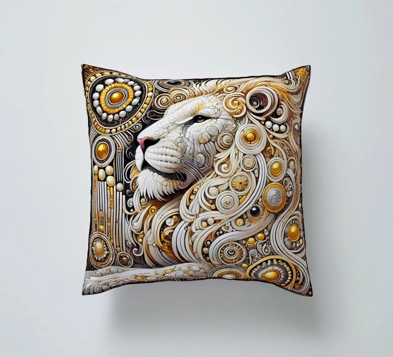Leone bianco cuscino da Art-Nouveau-Dsg