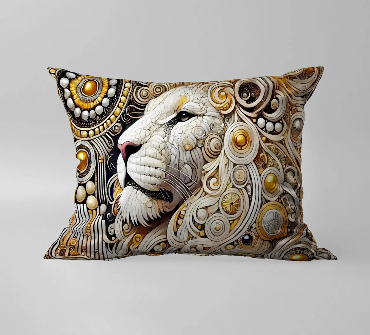 Leone bianco cuscino da Art-Nouveau-Dsg