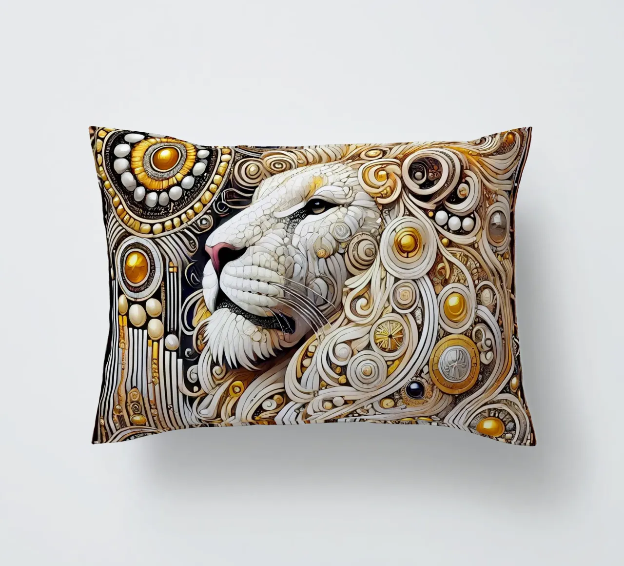 Leone bianco cuscino da Art-Nouveau-Dsg