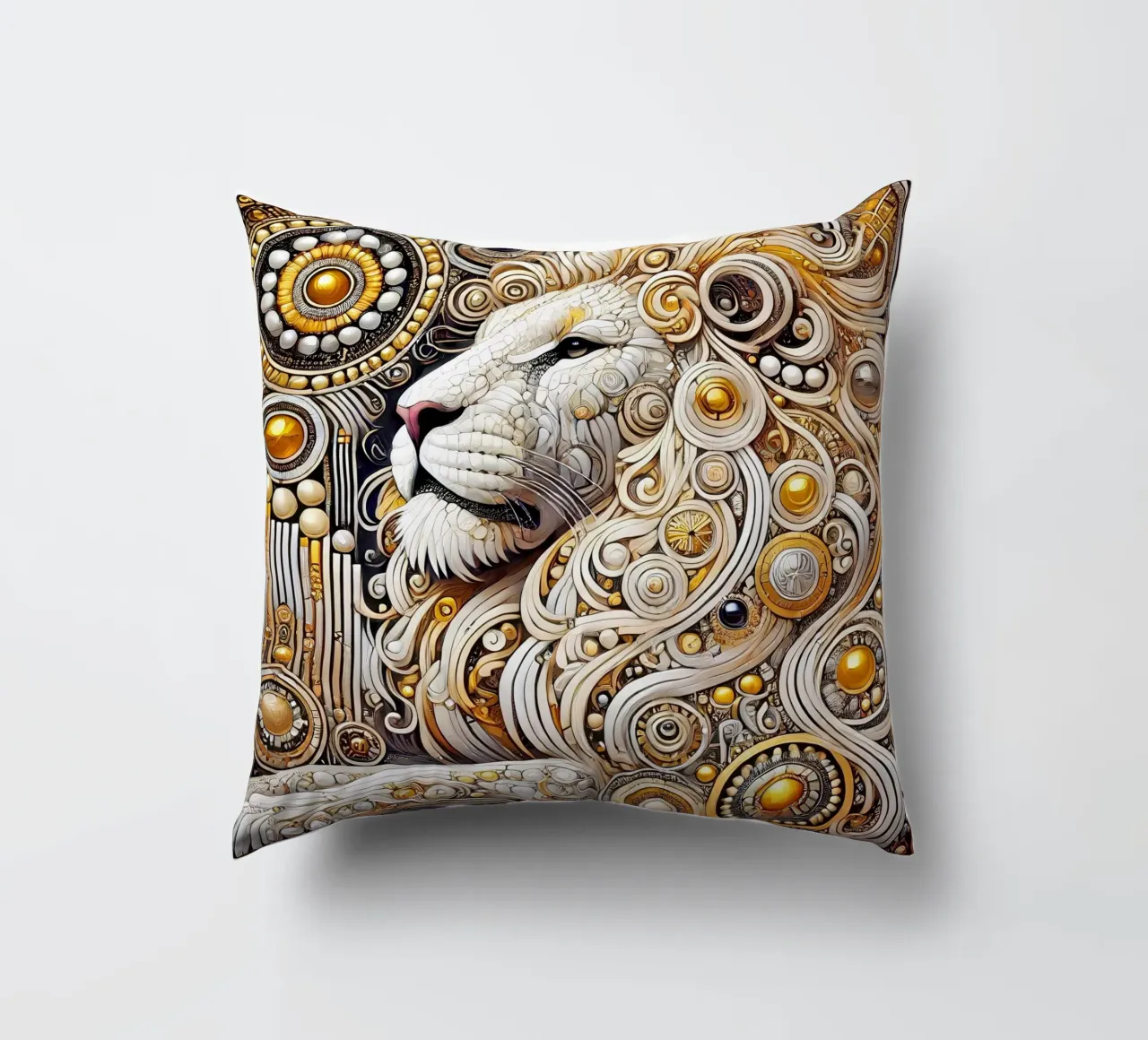 Leone bianco cuscino da Art-Nouveau-Dsg